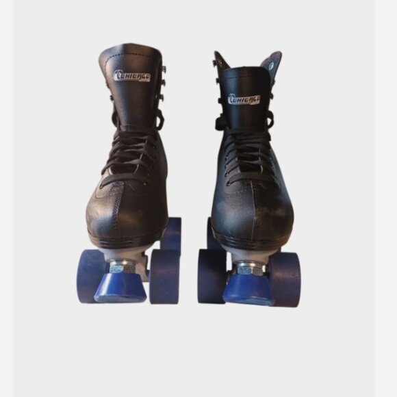 Roller Skates Mens Size 7 Chicago Leather Quad Lace-Up 405 Blue Wheels 8601K - Picture 4 of 13